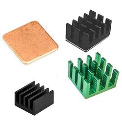 Easycargo Raspberry Pi Heatsink Kit Aluminum + Copper + 3M 8810 Thermal Conductive Adhesive Tape for Cooling Cooler Raspberry Pi 4, 3 B+, 3B, Pi 2, Pi Model B+ (Green (3pcs))