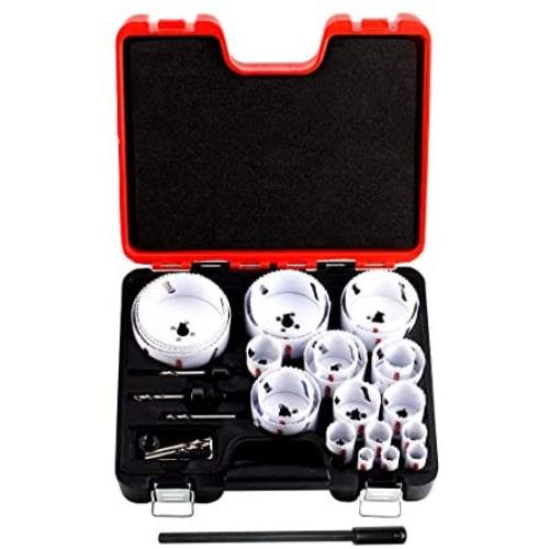 Bi-Metal Hole Saw Kit,30-Piece All Purpose Combination,Sizes Range:3/4'' to 4-3/4'',Increased Cutting Depth Ideal For Wood,Metal,PVC,Aluminum,Steel Tubes,Stainless Steel Sheet By Henson