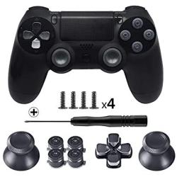 TOMSIN Metal Buttons for DualShock 4, Aluminum Metal Thumbsticks Analog Grip & Bullet Buttons & D-pad for PS4 Controller (Dark Grey)