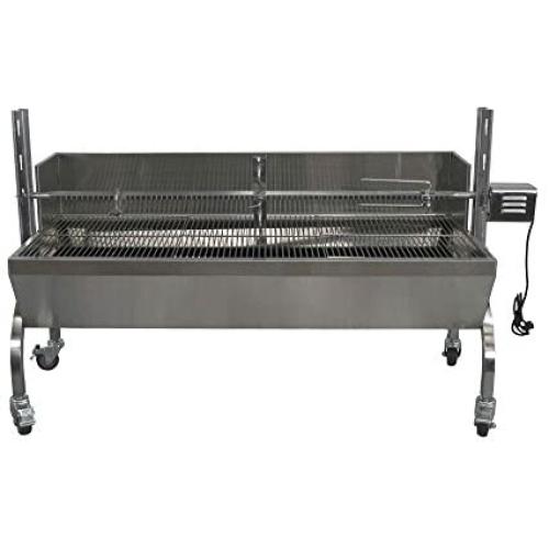 TITAN GREAT OUTDOORS Rotisserie Grill Roaster w/Windscreen Stainless Steel 13W 88LBS Capacity BBQ