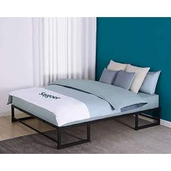 SAYGOER Queen Bed Frame Base Metal Platform Mattress Foundation Eyeglasses Shaped Frame No Box Spring Needed Heavy Duty Steel Slat Support Underbed Storage Space Noise Free Non-Slip Easy Assembly