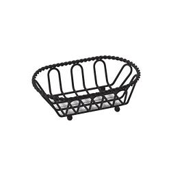 G.E.T. Enterprises Black Oblong Braided Rim Metal Wire Basket Iron Powder Coated Wire Baskets Collection 4-33453 (Pack of 1)