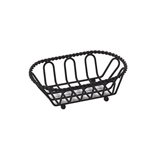 G.E.T. Enterprises Black Oblong Braided Rim Metal Wire Basket Iron Powder Coated Wire Baskets Collection 4-33453 (Pack of 1)