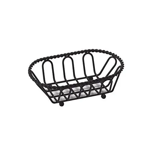 G.E.T. Enterprises Black Oblong Braided Rim Metal Wire Basket Iron Powder Coated Wire Baskets Collection 4-33453 (Pack of 1)