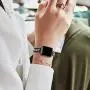 STIROLL Thin Replacement Band Compatible for Apple Watch 38mm 40mm 42mm 44mm, Stainless Steel Metal Wristband Women Men for iWatch SE Series 6/5/4/3/2/1 (Black+Silver, 38mm/40mm)