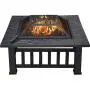 Yaheetech 32in Outdoor Metal Firepit Square Table Backyard Patio Garden Stove Wood Burning Fire Pit with Spark Screen, Log Poker and Cover Yaheetech 32in Outdoor Metal Firepit Square Table Backyard Patio Garden Stove Wood Burning Fire Pit with Spark Screen, Log Poker and Cover