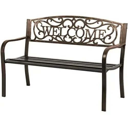 Garden Bench Outdoor Bench for Patio Metal Bench Park Bench Cushion for Yard Porch Work Entryway (Bronze) Garden Bench Outdoor Bench for Patio Metal Bench Park Bench Cushion for Yard Porch Work Entryway (Bronze)