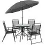 Flash Furniture Nantucket 6 Piece Black Patio Garden Set with Table, Umbrella and 4 Folding Chairs Flash Furniture Nantucket 6 Piece Black Patio Garden Set with Table, Umbrella and 4 Folding Chairs