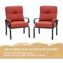 Oakmont 2 Piece Outdoor Furniture Patio Bistro Chairs Metal Dining Furniture Set, All-Weather Garden Seating Chair (Red)