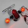 HTTMT- Motorcycle Chrome Amber Metal Tombstone Brake Tail W/Light Signal Compatiable With Big Twin Motorcycle Bike [P/N: XH3118B-A-01-CD+AMBER]