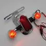 HTTMT- Motorcycle Chrome Amber Metal Tombstone Brake Tail W/Light Signal Compatiable With Big Twin Motorcycle Bike [P/N: XH3118B-A-01-CD+AMBER]