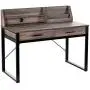 HOMECHO Writing Computer Desk Wooden Desktop Study Table Vintage Laptop Standing Desk with Storage Drawers and Shelves Wood and Metal Frame for Home Office Brown