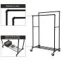 SONGMICS Industrial Pipe Clothes Rack Double Rail on Wheels with Commercial Grade Clothing Hanging Rack Organizer for Garment Storage Display, Black UHSR60B SONGMICS Industrial Pipe Clothes Rack Double Rail on Wheels with Commercial Grade Clothing Hanging Rack Organizer for Garment Storage Display, Black UHSR60B