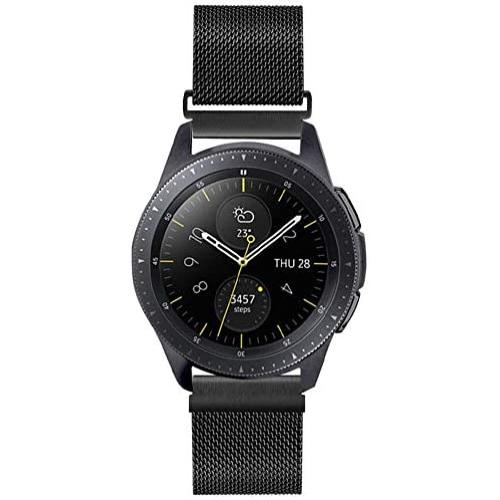 WNIPH 20mm Quick Release Stainless Steel Mesh Watch Band Compatible with Galaxy Watch/ Active2 44mm 40mm / Gear Sport / Gear S2 Classic / Garmin Vivoactive 3, Metal Replacement Sport Strap(Black,20mm)