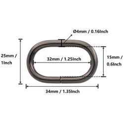 BIKICOCO 1-1/4 Metal Oval Ring Buckle Loops Non Welded for Leather Purse Bags Handbag Straps, Gunmetal - Pack of 10