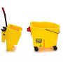 Rubbermaid Commercial WaveBrake 2.0 44 QT Side-Press Mop Bucket and Wringer with Foot Drain, Yellow (FG618688YEL)