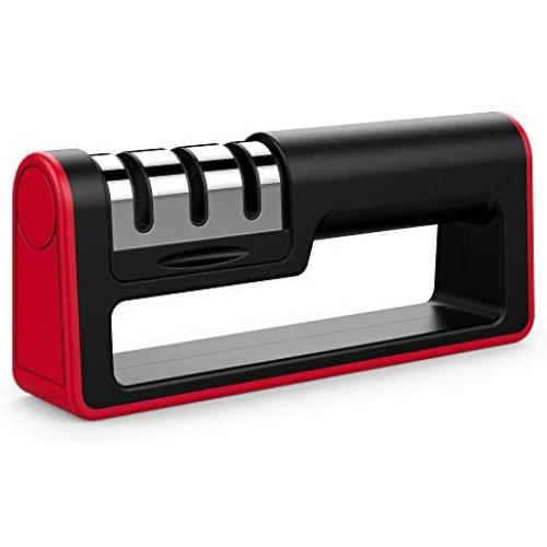 Upgraded Kitchen Knife Sharpener, Ulwae 3-Stage Chef Knife Sharpener to Restore Non-Serrated Knife Blades Quickly, Safely, and Easy to Use for Kitchen, Camping & Hiking