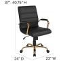 Flash Furniture Mid-Back Black LeatherSoft Executive Swivel Office Chair with Gold Frame and Arms