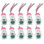 TRIPERSON 10pcs 12mm 1/2'' LED Metal Indicator Light 12V Green Waterproof Signal Lamp Pilot Dash Directional Car Truck Boat with Wire