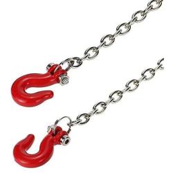 LAFEINA Metal Trailer Hook and Chain for 1/10 D90 Axial SCX10 RC Rock Crawler Car Decor Accessories(Red)