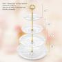 NWK 3/4-Tier Cupcake Stand with Crystal Clear Plates and Gold Metal Struts Dessert Tower Display Rack Serving Tray for Wedding Birthday Autumn Thanks Giving Baby Shower Party