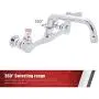 Kitchen Sink Faucet Wall Mount - DuraSteel 8'' Center Commercial Kitchen Sink Faucet with 8'' Swivel Spout - Dual Lever Handles - Brass Constructed & Chrome Polished Kitchen Sink Faucet Wall Mount - DuraSteel 8'' Center Commercial Kitchen Sink Faucet with 8'' Swivel Spout - Dual Lever Handles - Brass Constructed & Chrome Polished