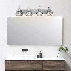 Kira Home Liberty 36'' 4-Light Modern Industrial Vanity/Bathroom, Kitchen Light + Metal Cage Shades, Brushed Nickel Finish