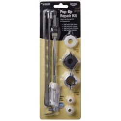 PF WaterWorks PF0907 Assembly Lavatory Pop-Up Drain Repair Kit-Threaded Adjustable Center Pivot Nuts (Universal, Moen, Pfister), 3 Sizes of Balls, Clip, Linkage, Pull Rod, (Plastic), Chrome