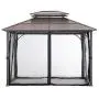 Sunjoy A102009100 Lindsay 10x12 ft. Steel Gazebo with 2-Tier Hip Roof Hardtop, Brown Sunjoy A102009100 Lindsay 10x12 ft. Steel Gazebo with 2-Tier Hip Roof Hardtop, Brown