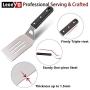Leonyo Griddle Accessories Set of 6, Heavy Duty Stainless Steel Metal Spatula - Grilling Teppanyaki Spatula for Flat Top BBQ Cooking, Riveted Handle, Dishwasher Safe, Hanging Hooks Attached