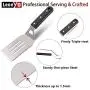 Leonyo Griddle Accessories Set of 6, Heavy Duty Stainless Steel Metal Spatula - Grilling Teppanyaki Spatula for Flat Top BBQ Cooking, Riveted Handle, Dishwasher Safe, Hanging Hooks Attached Leonyo Griddle Accessories Set of 6, Heavy Duty Stainless Steel Metal Spatula - Grilling Teppanyaki Spatula for Flat Top BBQ Cooking, Riveted Handle, Dishwasher Safe, Hanging Hooks Attached
