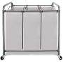 STORAGE MANIAC 3 Section Laundry Sorter, 3 Bag Laundry Hamper Cart with Heavy Duty Rolling Lockable Wheels and Removable Bags, Gray