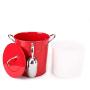 T586 4L Red Metal Double Walled Ice Bucket Set With Lid And Scoop