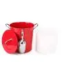 T586 4L Red Metal Double Walled Ice Bucket Set With Lid And Scoop