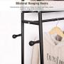 Estoder Clothing Garment Rack Metal Clothes Rack with Shelves, Wire Shelving Closet Wardrobe Rack with Double Hanger Rods and Coat Hooks for Indoor Bedroom, Free Standing & Large Capacity (Black)