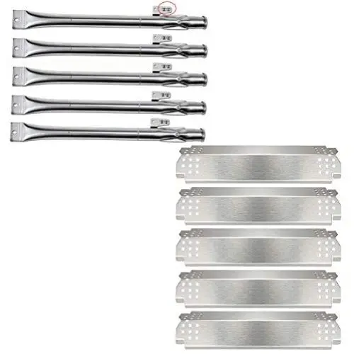 Hisencn Grill Repair Parts Kit for Nexgrill 5 Burner 720-0888, 720-0888N, 4 Burner 720-0830H Stainless Steel Pipe Burner Tube and Heat Heat Shield Tent Plates Flame Tamers Replacement (Silver) Hisencn Grill Repair Parts Kit for Nexgrill 5 Burner 720-0888, 720-0888N, 4 Burner 720-0830H Stainless Steel Pipe Burner Tube and Heat Heat Shield Tent Plates Flame Tamers Replacement (Silver)
