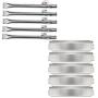 Hisencn Grill Repair Parts Kit for Nexgrill 5 Burner 720-0888, 720-0888N, 4 Burner 720-0830H Stainless Steel Pipe Burner Tube and Heat Heat Shield Tent Plates Flame Tamers Replacement (Silver)