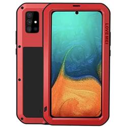 Simicoo Samsung A51 Military Metal Silicone Case Full Body Rugged Drop Protection Cover Built-in Screen Protector Heavy Duty Hybrid Shockproof Armor Impact Tough Case for Samsung A51 (A51, Red)