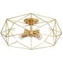 Modo Lighting Semi Flush Mount Ceiling Light 4-Light Black Metal Cage Ceiling Light Fixture Rustic Industrial Decor Lamp for Living Room Kitchen Hallway Farmhouse Lighting E26 (Gold)