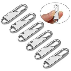 6pcs Zipper Pulls Universal Metal Handle Repair Parts Replacement, for Jacket,Coat,Luggage,Backpack,Handbag(Silver)