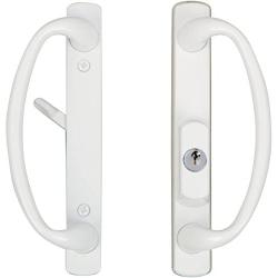 Rockwell Charlotte Offset Keylocking Sliding Door Handle with 3/4'' Offset Keylock in White only fits 1-3/4 inch Thick Doors with a 4 Hole bore on The face of The Door.