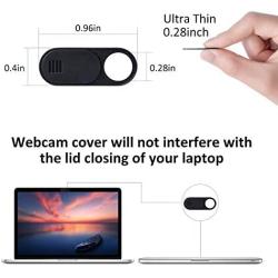 Webcam Cover, Camera Cover Slide, 6 Pack Ultra Thin Laptop Camera Cover Slide Apply to Laptop, Tablet, Smartphone, Computer Camera Cover Protect Your Privacy and Security(Black)