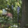 TIKI Brand 64-inch Swirl Metal Torch with Blue Bubble Glass Head