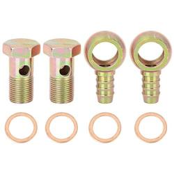 X AUTOHAUX 2 Sets 18mm Banjo Hose Barb Bolt Fittings Banjo Bolt Washer Kit Metal for Car