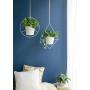 Mkono Boho Hanging Planter, Set of 2 Metal Plant Hanger with Plastic Pots, Modern Mid Century Flower Pot Plant Holder in Diamond and Circle Shape, Fits 6 Inch Planter (Plastic Pots Included), White