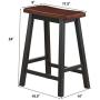COSTWAY Saddle Seat Stools, Wood Vintage Counter Height Chairs, Modern Backless Design Indoor Furniture for Kitchen Dining Pub and Bistro, Set of 2 (24'' H Brown)