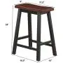 COSTWAY Saddle Seat Stools, Wood Vintage Counter Height Chairs, Modern Backless Design Indoor Furniture for Kitchen Dining Pub and Bistro, Set of 2 (24'' H Brown)