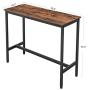 VASAGLE ALINERU Bar Table, Narrow Rectangular Bar Table, Kitchen Table, Pub Dining High Table, Sturdy Metal Frame, 39.4 x 15.7 x 35.4 Inches, Easy Assembly, Industrial Design, Rustic Brown