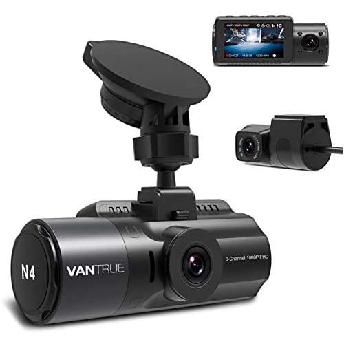 Vantrue N4 3 Channel Dash Cam, 4K+1080P Dual Channel, 1440P+1080P+1080P Front Inside Rear Three Way Triple Car Dash Camera, IR Night Vision, Capacitor, 24 Hours Parking Mode, Support 256GB Max