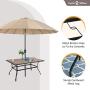 Sophia & William Patio Dining Set 7 Pieces Metal Furniture Set Outdoor, 6 x Patio Dining Swivel Chairs Textilene with Wood Like Umbrella Table 6 Person for Lawn Garden